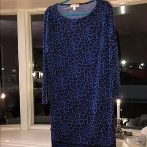 Blue cheetah dress. Plus size.